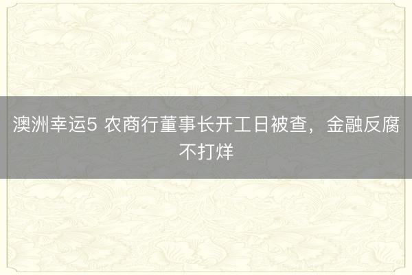 澳洲幸运5 农商行董事长开工日被查，金融反腐不打烊
