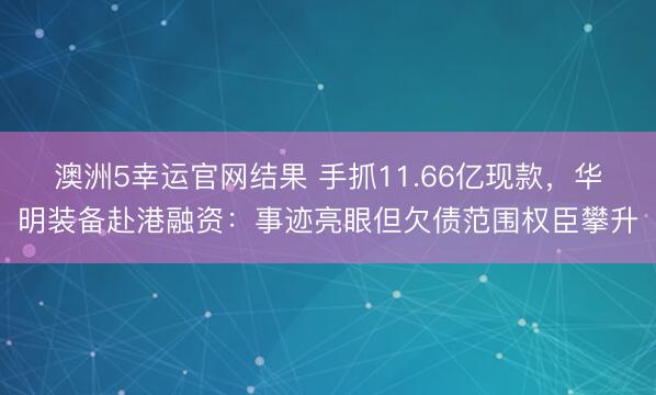 澳洲5幸运官网结果 手抓11.66亿现款,华明装备赴港融资:事迹亮眼但欠债范围权臣攀升